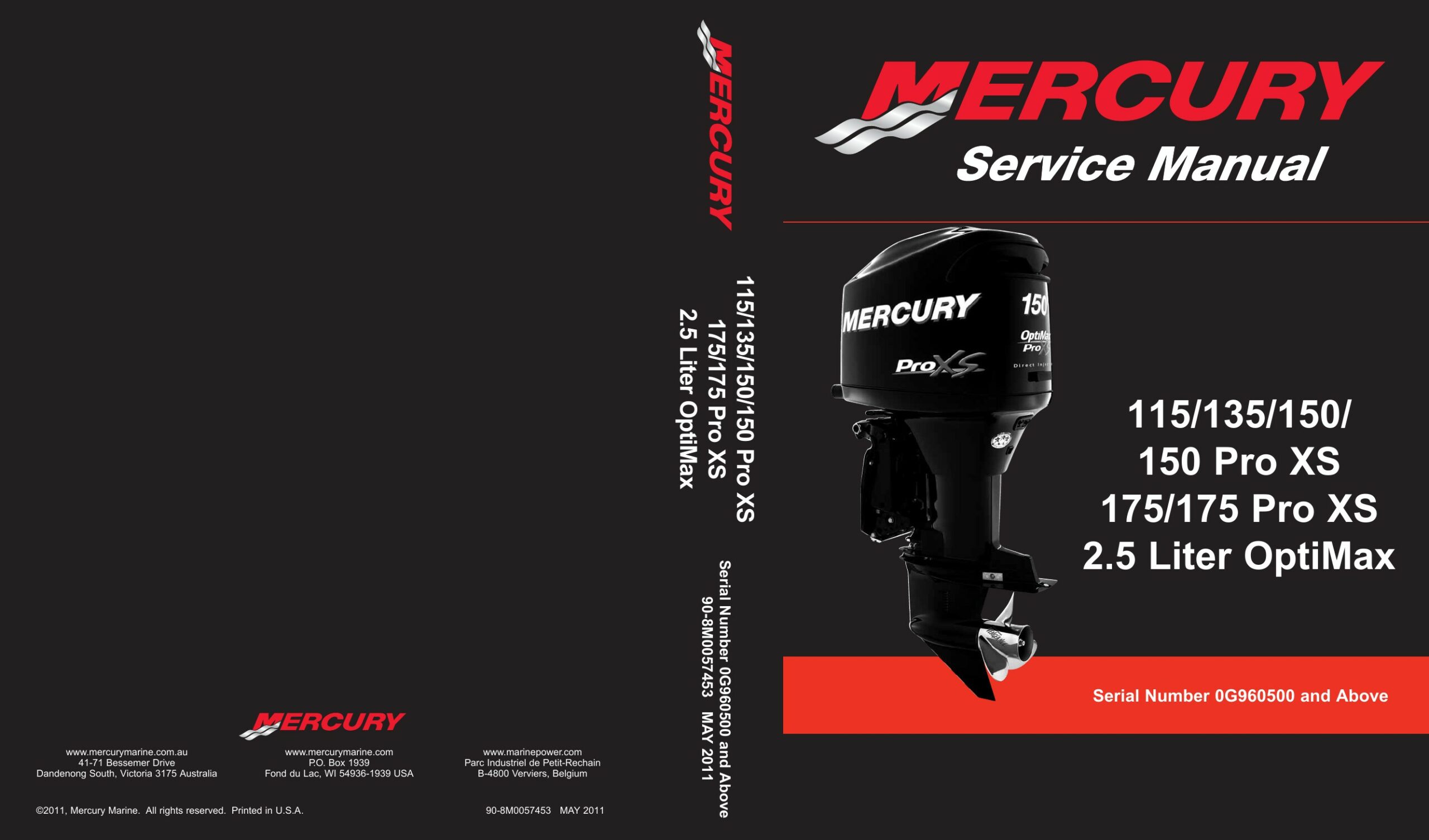 Mercury OptiMax 2.5L 115-175 HP et Pro XS — couverture du manuel