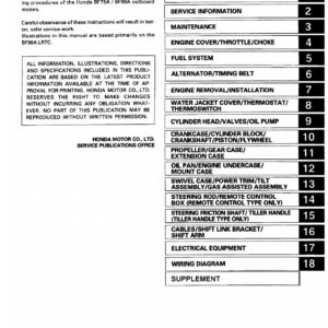 Honda Marine BF75A et BF90A — Manuel d’atelier — couverture du manuel