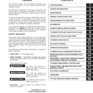 Honda Marine BF135A et BF150A — Manuel d’atelier — couverture du manuel