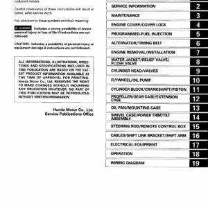 Honda Marine BF175A, BF200A et BF225A — Manuel d’atelier — couverture du manuel